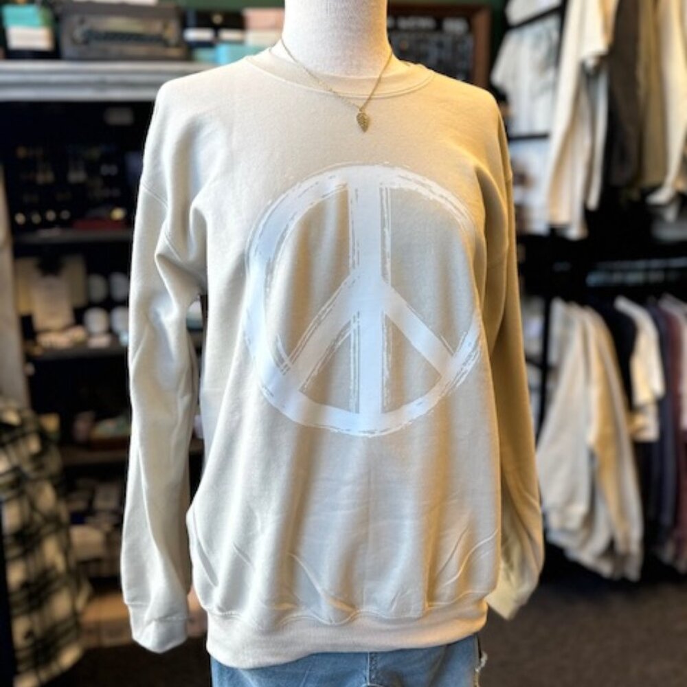 NWT Boutique Peace Sign Graphic Print Crew Neck Sweatshirt